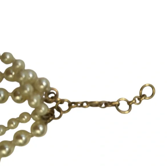 J. Crew Classic Cream Beaded faux pearl layered 5 multi strand Necklace marked - Picture 9 of 11